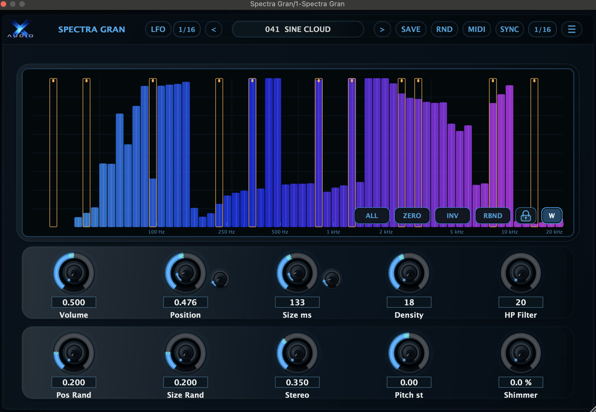 Spectra Gran Spectral Bands mode