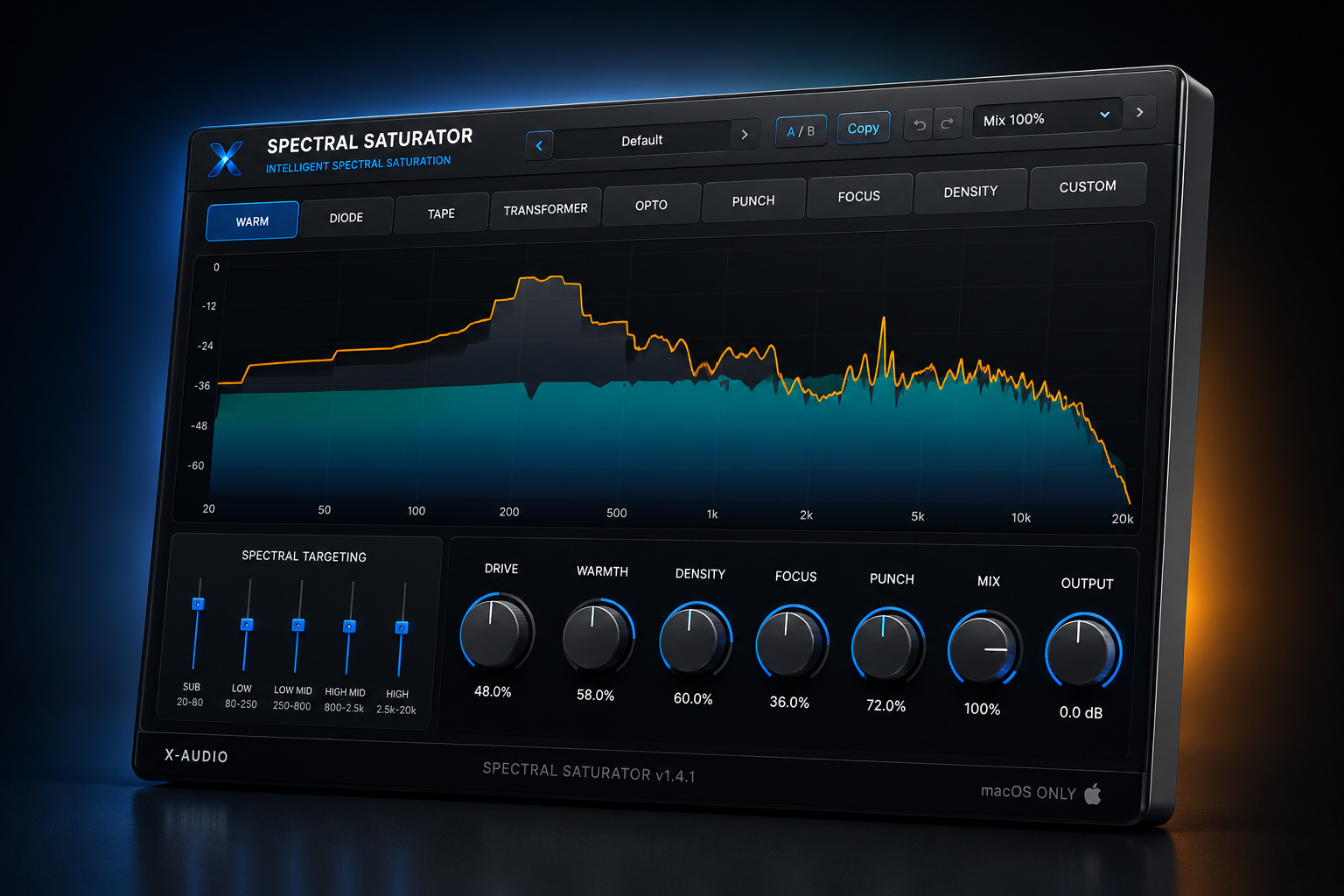 X-Audio Spectral Saturator 3D plugin mockup